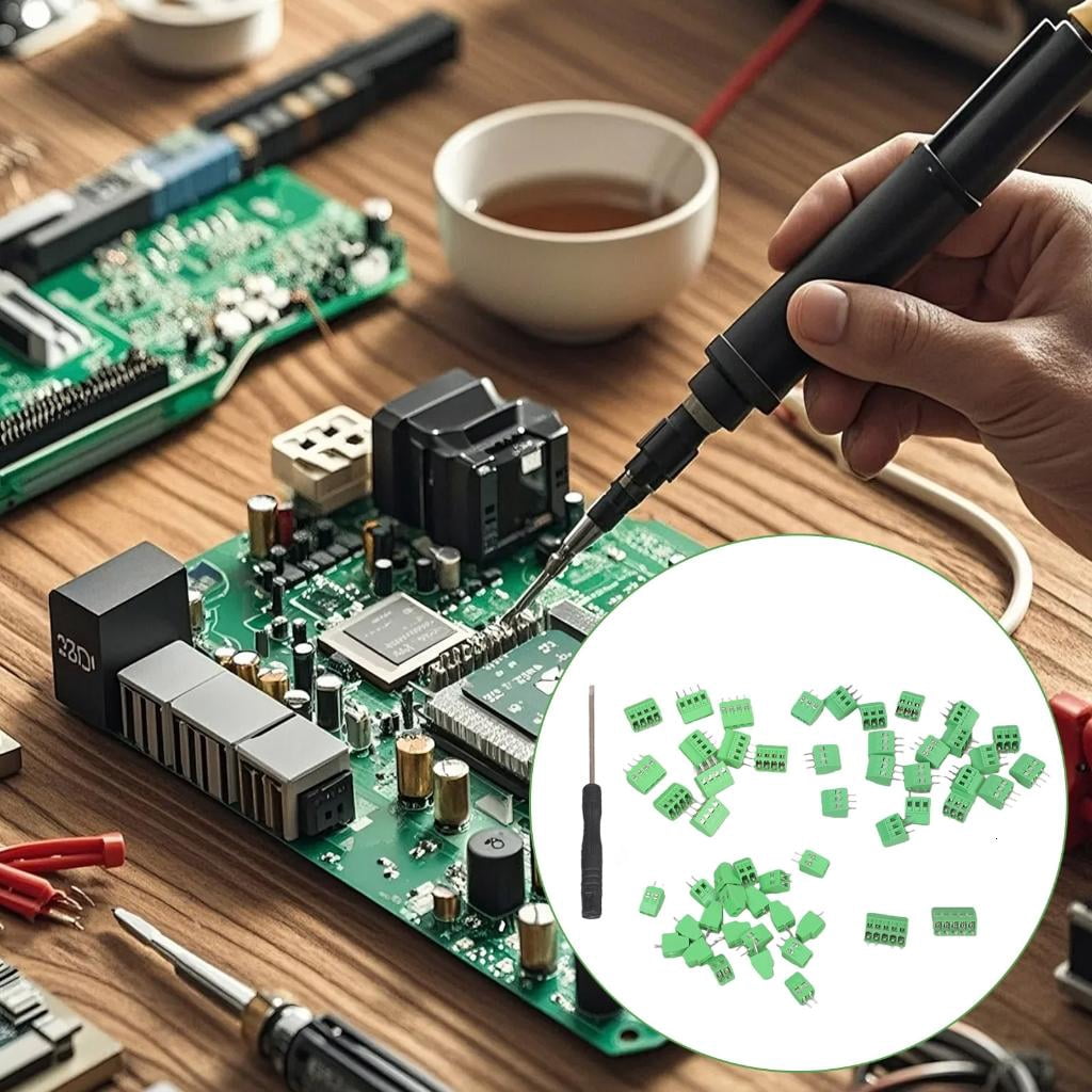 52Pcs PCB Wiring Terminals 2.54mm Pitches PCB Mount Screw Terminals Block Straight Pin 2/3/4/5Pin Circuit Board Connecto