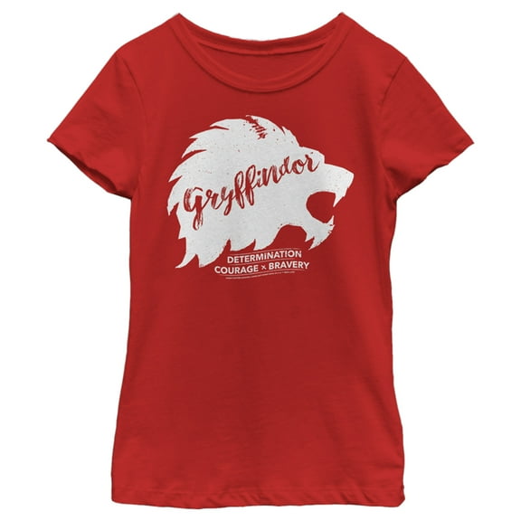 Girl's Harry Potter Gryffindor Determination Courage Bravery  Graphic Tee Red X Large