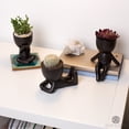 thumbnail image 6 of SET OF 3 - Mini Decorative Pots with Drainage by Port&Petal - Human Shaped Ceramic Succulent Planters - Little People Pots for Plants for Desktop, Home Decoration, Office, Cafes - Black, 6 of 8