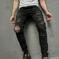 thumbnail image 5 of Haoxianjian Mens Jeans Boys Jeans Men'S Casual Denim Cotton Straight Ripped Hole Trousers Pants Full Length Pants Skinny Jeans Men, 5 of 8