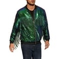 thumbnail image 4 of INSPIRE CHIC Shiny Varsity Jacket for Men's Zipper 70s Disco Sparkly Sequins Baseball Bomber Jackets S Green, 4 of 5