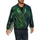 thumbnail image 4 of Chaqueta Varsity Brillante INSPIRE CHIC para Hombre con Cremallera, Chaquetas de Béisbol Bomber con Lentejuelas Brillantes de los 70, S Verde, 4 of 5