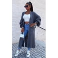 thumbnail image 6 of Solid Color Knitwear Pocket Cardigan Mid-length Sweater Women's Coat, 6 of 10