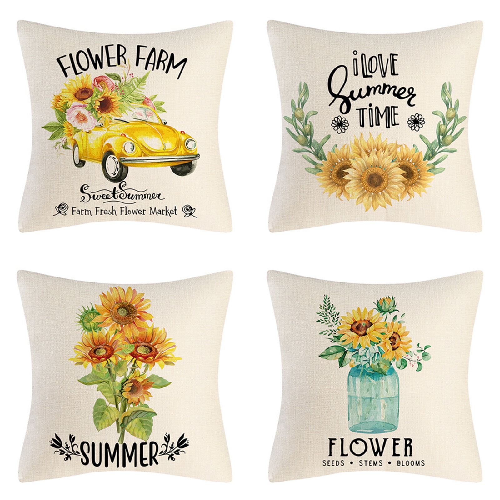 New LOVE SUNFLOWER Outdoor Indoor Pillow USA 16" Red Farmhouse Word Pillows 
