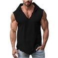 thumbnail image 3 of Momasggi Cotton Linen Hooded Tank Tops for Men Breathable Sleeveless Muscle Hoodie Big and Tall Bodybuilding Gym Workout Tank Top Black M, 3 of 8