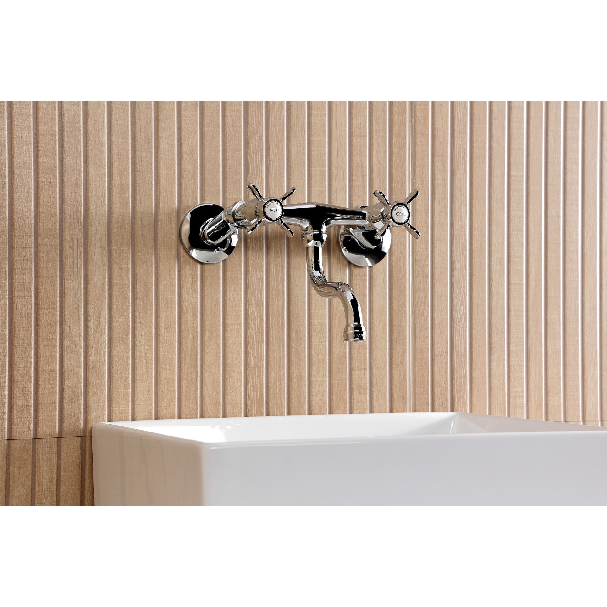 Kingston Brass KS2111BEX Essex Double-Handle 2-Hole Wall Mount Bathroom Faucet in Polished Chrome