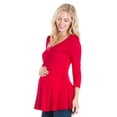 thumbnail image 2 of 24seven Comfort Apparel Three Quarter Sleeve V-Neck Maternity Tunic Top, 2 of 4