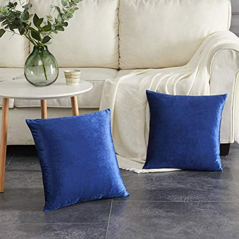GIGIZAZA Royal Blue Velvet Decorative Throw Pillow Covers for Sofa