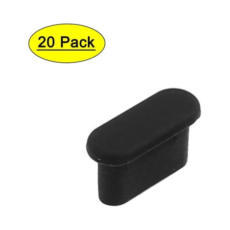 20Pcs TYPE-C Black Silicone Anti-dust Stopper/Plug for Protect Data Port