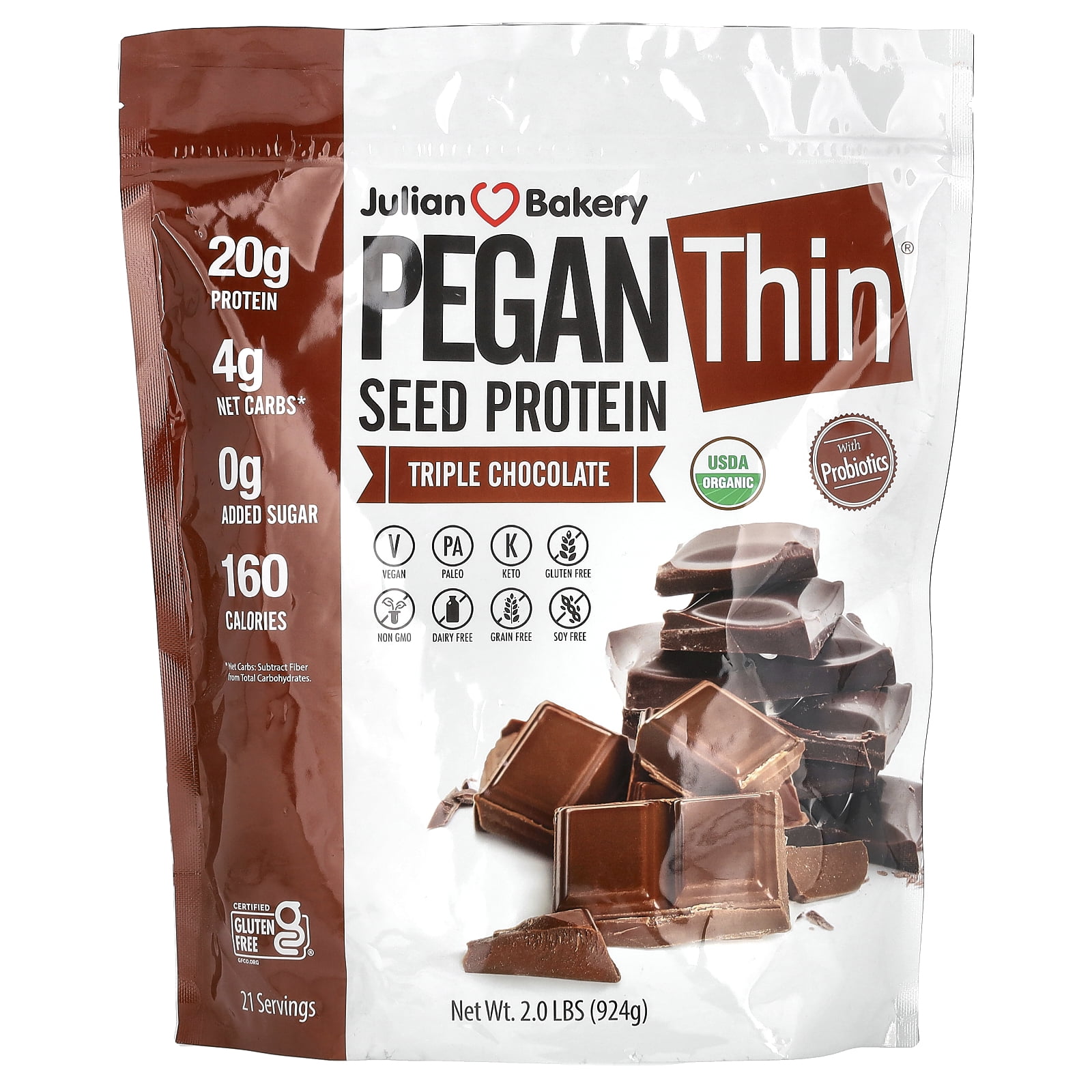 Julian Bakery Pegan Protein Seed Protein Powder Triple Chocolate 2 lbs 907 g