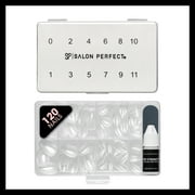 Salon Perfect Artificial Fake Press On Nail Tips, 307 Gel X-Tension, Clear, Medium Almond, File and Glue Included, 120 Nails