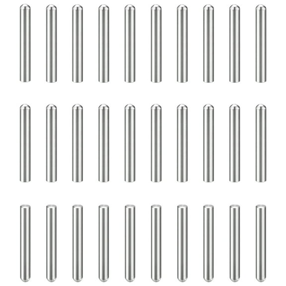 30Pack 4mm x 25mm Dowel Pins, 304 Stainless Steel Round Head Pin, Silver