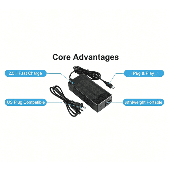 42V 2A Fast Charging Power Supply for Electric Scooters, US Standard Plug