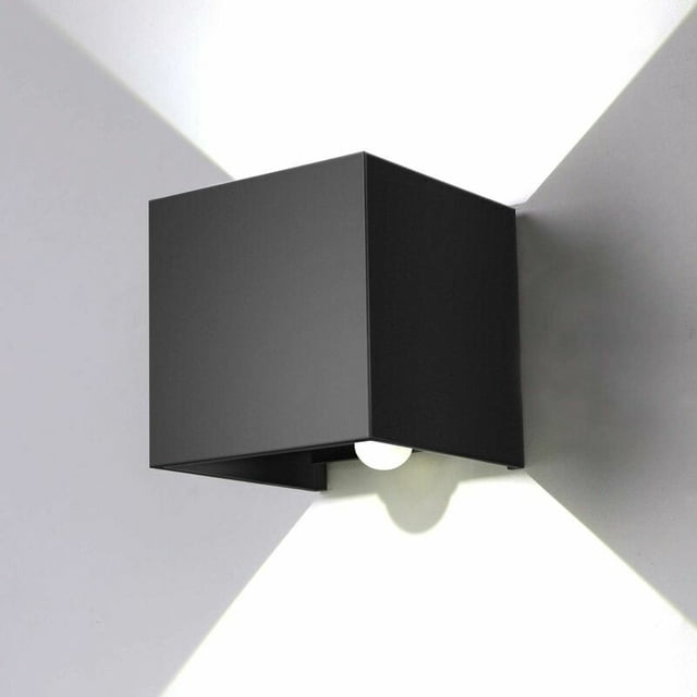 Aplique de Pared 12W IP65 Impermeable 6000K Blanco Frío Ángulo Ajustable LED Negro con Sensor de Movimiento