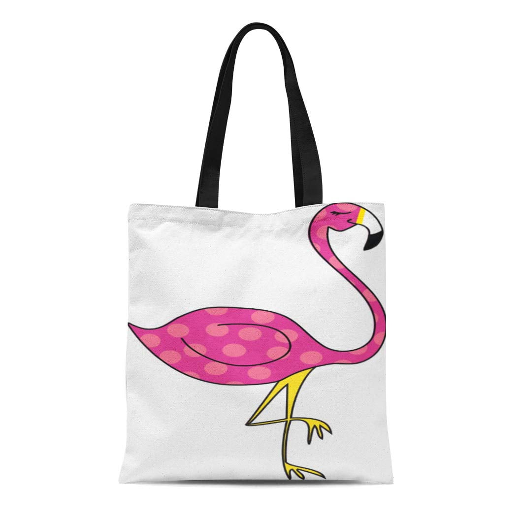 KDAGR Canvas Tote Bag Pink Polkadot Flamingo Florida Bird Polka Dot ...