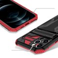 thumbnail image 3 of for iPhone 12 Pro Sliding Card Slot Back Case with Hidden Kickstand, Hybrid TPU + PC Fall Prevention Shock Absorption Anti-drop Protective Phone Case Cover for iPhone 12 Pro, Red, 3 of 8