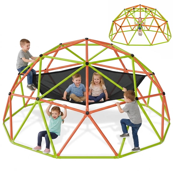 Naipo 10FT Climbing Dome with Hammock & Swing,Heavy Duty Kids Outdoor Climber,Anti-Rust Frame,1000 lbs Load Capacity,Easy Assembly Playground Equipment,Ideal Gift