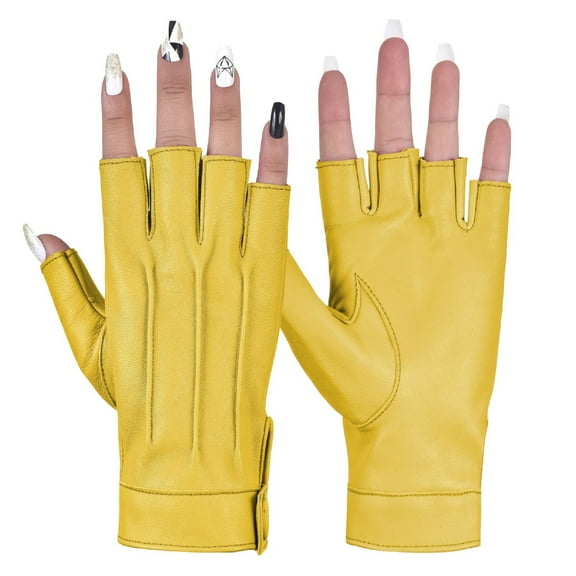 Genuine Leather Women Half Finger Dress Gloves
