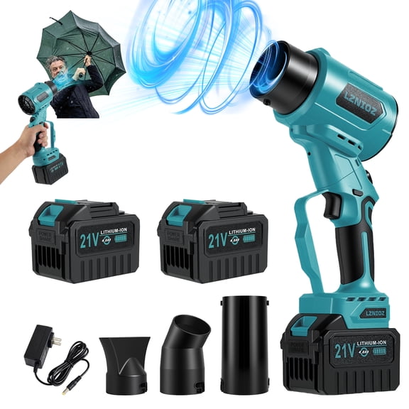Cordless Leaf Blower 3-in-1 Brushless Blower Vacuum 21V 4.0Ah 2 Batteries 300MPH 580CFM for Yard Cleaning, Blue