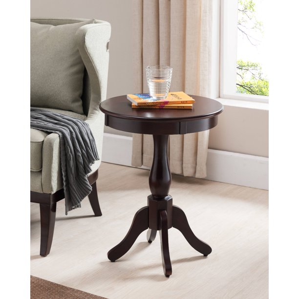 Olien Dark Cherry Wood Occasional Accent Side Table, Contemporary