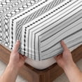 thumbnail image 3 of Cal.King Size Fitted Sheet Set - Black White Striped 3 Piece Bedding Sets 16" Deep Pocket Fitted Sheet with 2 Pillowcases, Modern Farmhouse Geometric Brushed Microfiber Hotel Luxury Bed Sheets, 3 of 9