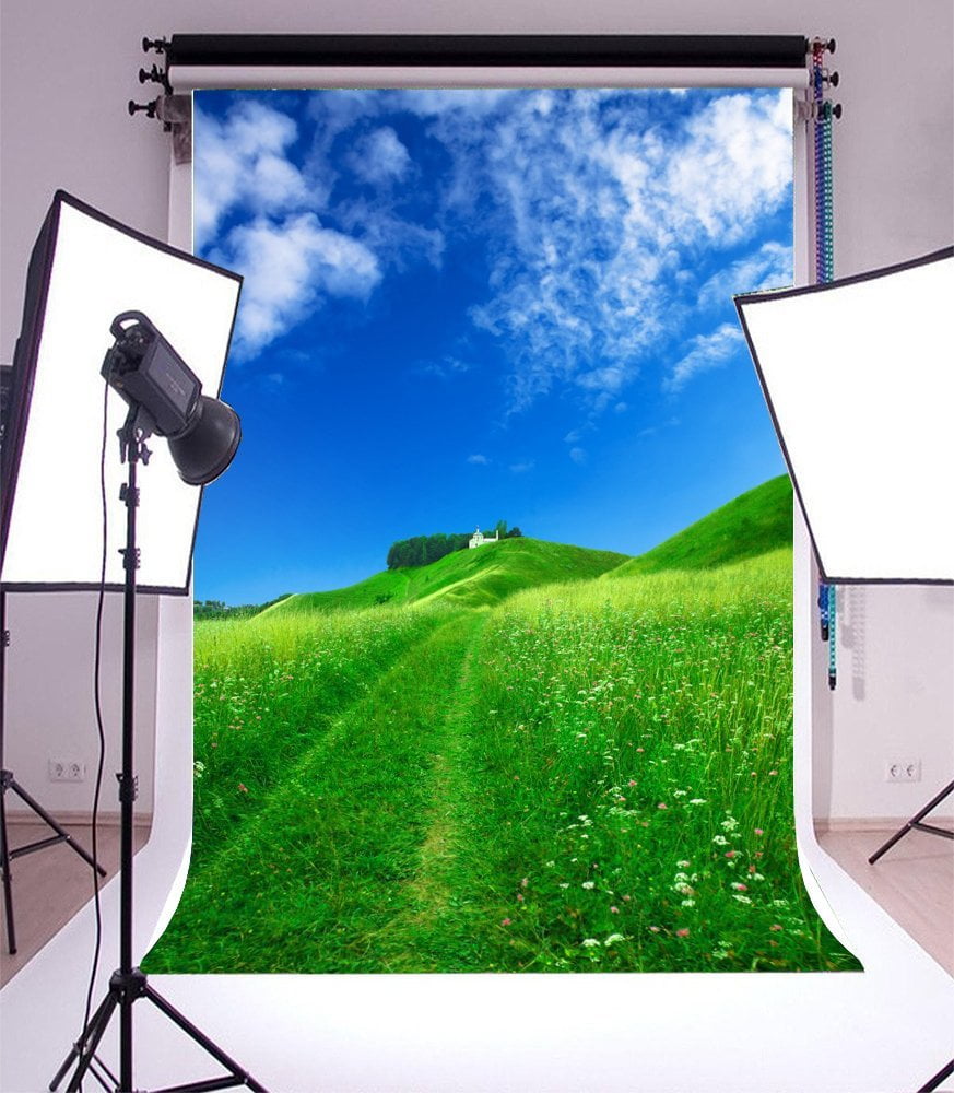 Mohome Polyster 5x7ft Photography Background Exquisite Green Grassland