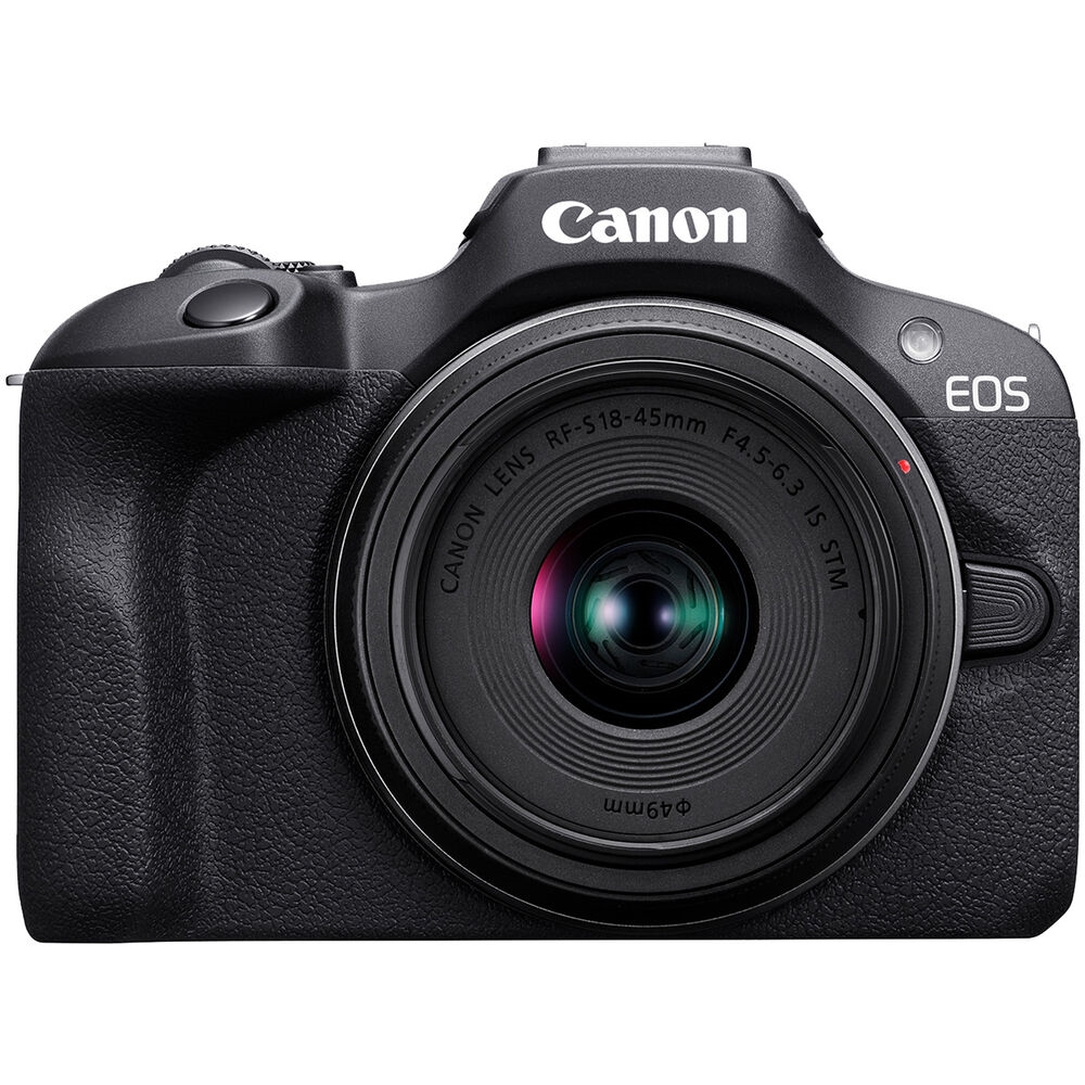 Canon EOS R100 - Mirrorless Camera - 24.1 MP - APS-C - 4K / 29.97 fps - 2.5x optical zoom RF-S 18-45mm F4.5-6.3 IS STM lens - Wi-Fi, Bluetooth - black - image 2 of 12