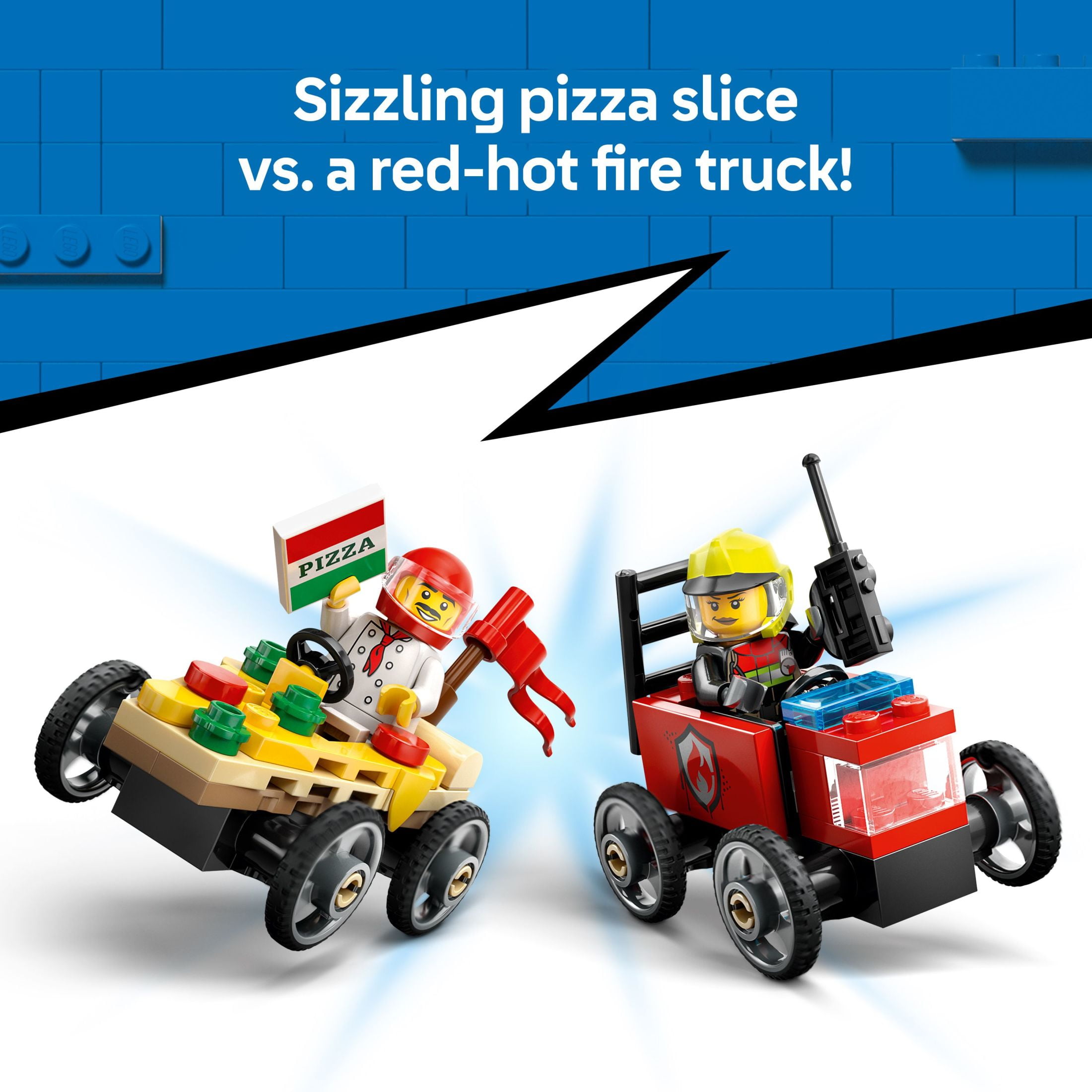 LEGO City Pizza vs. Fire Truck Race Car Pack Toy   Building Toy for Kids, Boys & Girls, Ages 5+  Eas(图5)