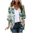 thumbnail image 2 of Pisexur Cardigan pour Femmes Cardigans Légers Protection Solaire Cardigan de Plage Hawaïen à Manches Longues Imprimé Vert,P, 2 of 6