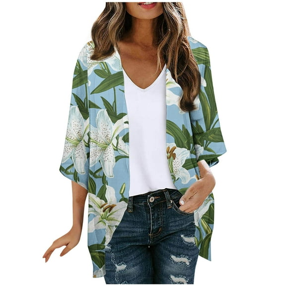 Kmdttou Women's Long Sleeve Open Front Loose Casual Lightweight Cardigan Fall Dresses for Women