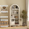thumbnail image 2 of BOMETAO Arched Cabinet 70" Tall Arch Bookcase China Cabinet with Glass Doors and Open Adjustable Shelves, Storage Display Curio Cabinet for Kitchen, Living Room, White, 2 of 10