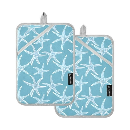 

Blue Pastel Starfish Oven Mitts 2 Pcs Pot Holders Sets Heat Resistant for Kitchen Cooking Baking 7 x9.8