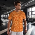 thumbnail image 3 of Wukai Orange Glitter Print Men's Short-Sleeved Mesh T-Shirt,Quick-Dry Short Sleeve Workout T-Shirt-Small, 3 of 8