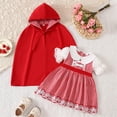 thumbnail image 4 of Fnhpitd Toddler Girls 2-Piece Little Red Riding Hood Halloween Outfit, Plaid Short Sleeve Dress Red Hooded Cape Costume Set Red 12M, 4 of 9