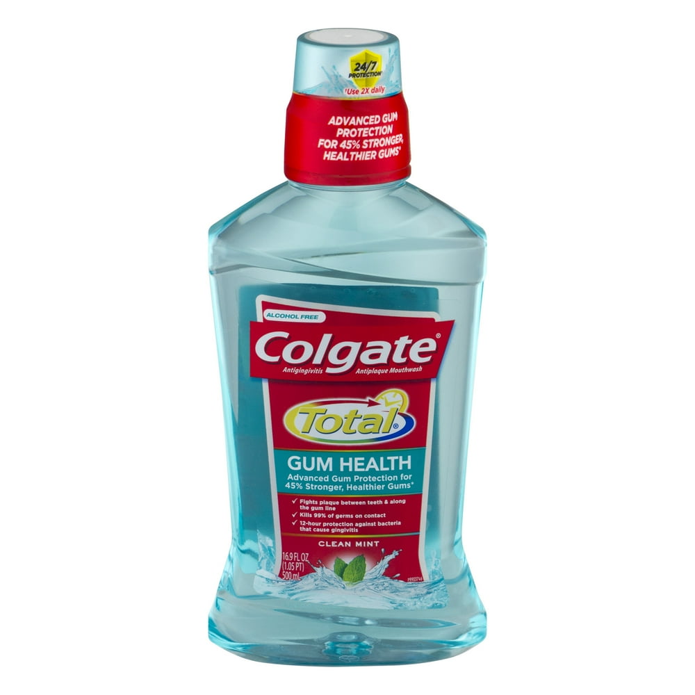 Colgate Total Gum Health Alcohol Free Mouthwash, Clean Mint 500mL, 16