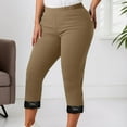 thumbnail image 2 of Women's Plus Size Capri Leggings with Lace Detail Stretchy Workout Casual Yoga Pants for All Seasons, 2 of 2