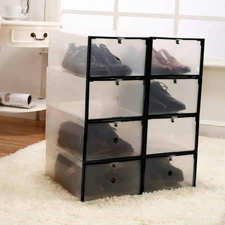 Faginey Clear Foldable Plastic Drawer Shoe Storage Case Stackable