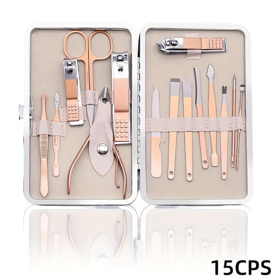 7/10/12/15/18PCS Nail Clippers Set Stainless Steel Manicure Kit Professional Nail Scissors Cuticle Trimmer with Travel Case