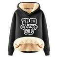 thumbnail image 1 of KIHOUT Spring Winter Womens Tops Winter Warm Plush Solid Color with Pocket Printed Long Sleeve Fleece Tops Hooded Sweatshirt, 1 of 4