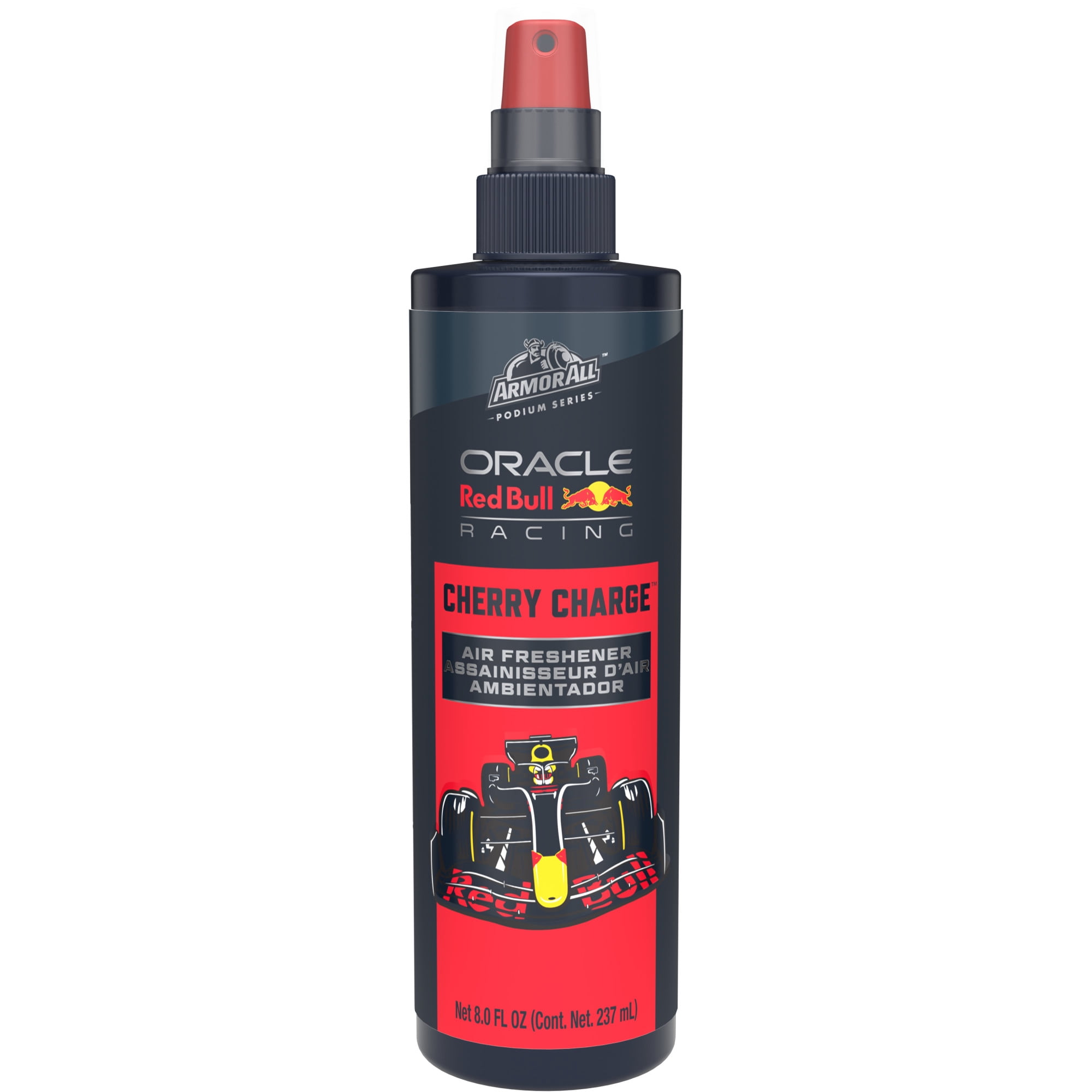 Armor All Podium Series Car Air Freshener Spray (Cherry Charge Scent), 8 oz Bottle, Long Lasting Perfume Blends a Rich Base of Leather and Musk