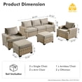 thumbnail image 3 of Vcatnet 7 Pieces Outdoor Patio Furniture Sectional Sofa Wicker Conversation Set with Ottomans Dark Gray, 3 of 9