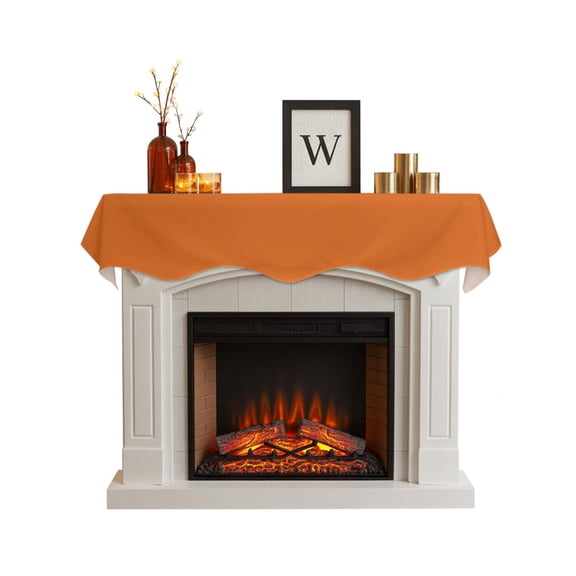 Orange Fireplace Mantel Scarf Cover 70"Wx17"L, Fireplace Mantel Shelf Top Runner, Pure Orange Mantle Dresser Scarves Table Runner for Holiday Party Living Room Decorations