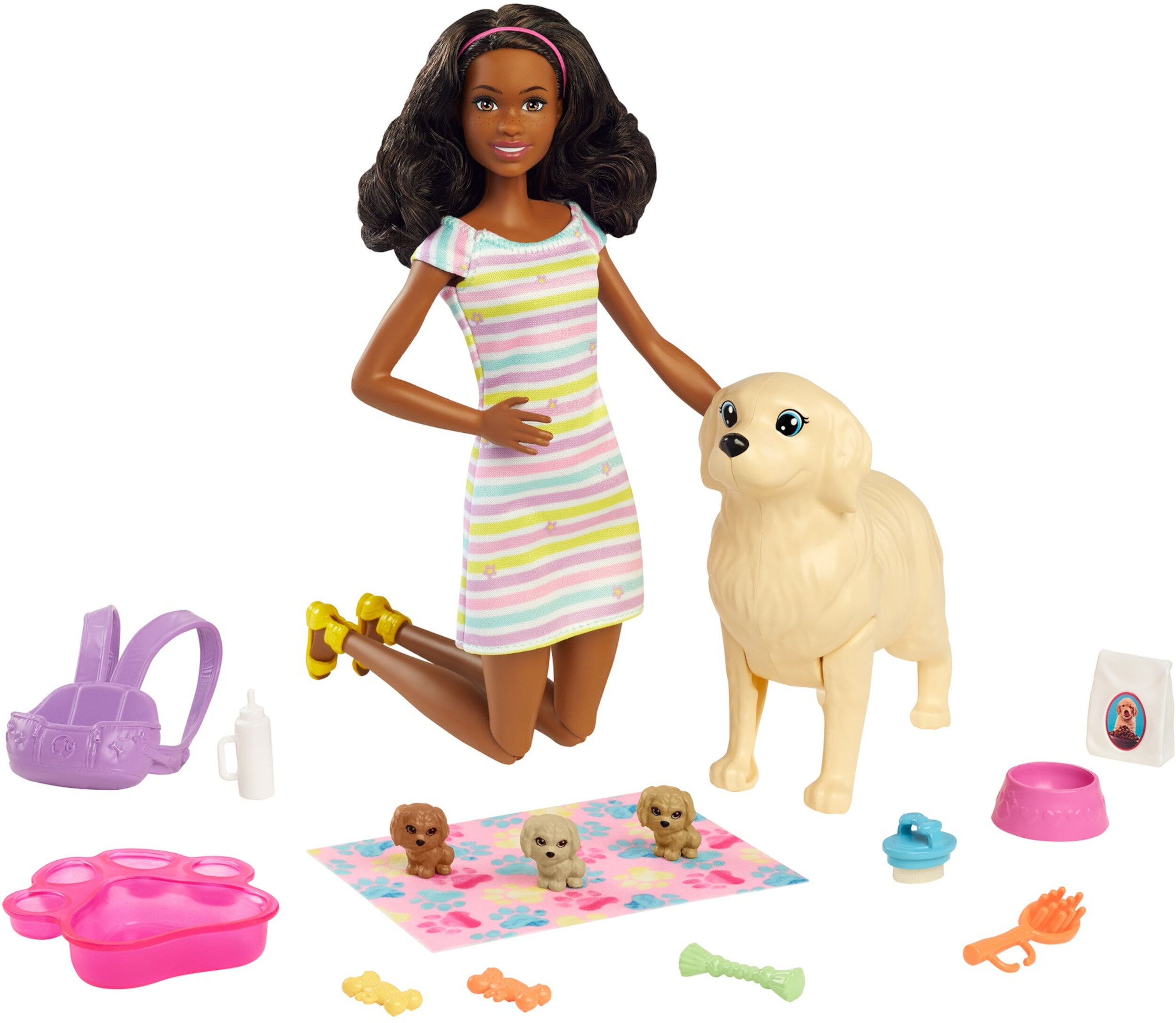 Barbie Doll and Newborn Pups Playset with Dog, 3 Puppies & Accessories ...