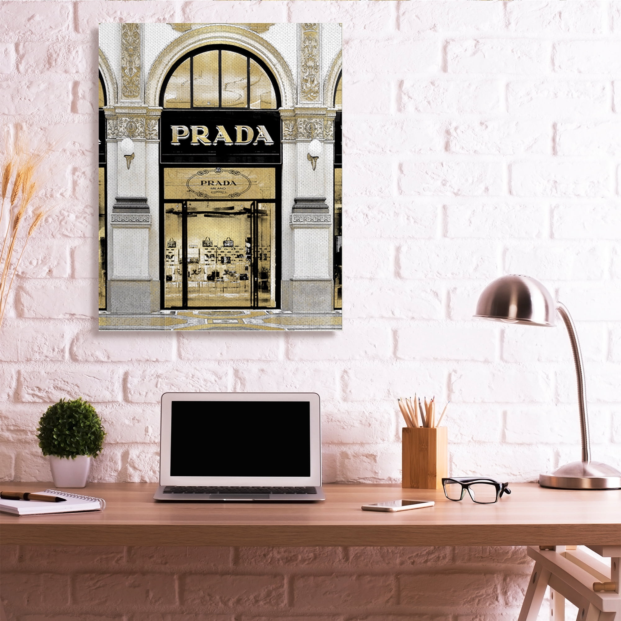 Stupell Industries Glam Fashion Storefront Milan Inspired Architecture Beauty & Fashion Painting Gallery Wrapped Canvas Art Print Wall Art, 36 x 48