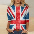 thumbnail image 5 of WREESH Womens Graphic Tees Great Britain Uk Flag T-Shirts 3/4 Sleeve Blouses for Vintage Print Shirt Casual Round Neck Pullover Blouse Tunic Tops Red, 5 of 5