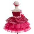thumbnail image 5 of SuTry Girls Christmas Dress Sleeveless Strapless Sequin Bow Princess Dress Mesh Bow Cake Dress Christmas Performance for Kids 4-9 Years(Hot Pink,5 Years), 5 of 8
