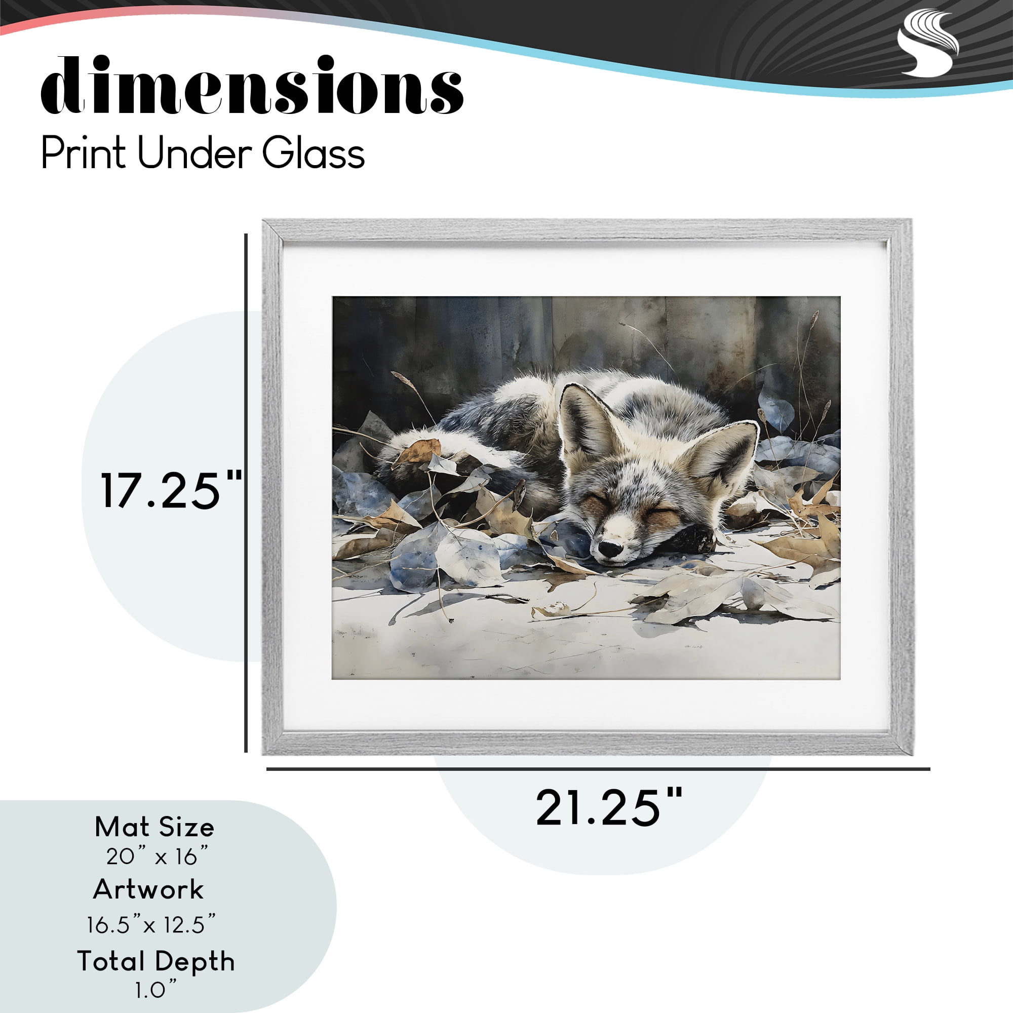 Stupell Industries Blue Fox Resting Among Leaves Gray Framed Print Under Glass, design by Franklyn Gregory