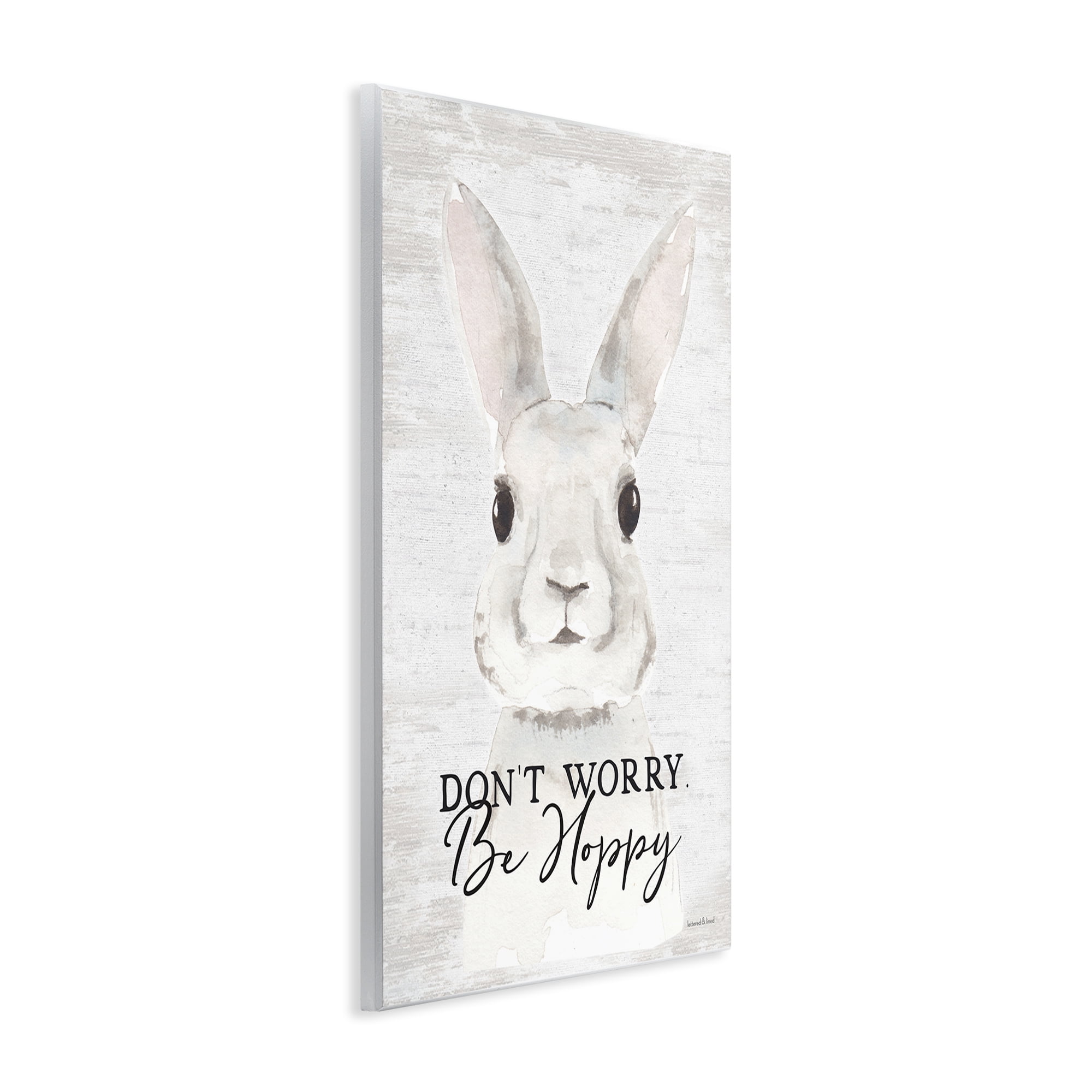 Don't Worry Be Hoppy Easter Bunny Rabbit Pun Wall Plaque Art, 13 x 19, By Lettered and Lined
