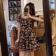 thumbnail image 3 of Vestido floral de manga corta, minivestido floral, vestidos cortos para mujer, vestido corto floral de verano, mayor durabilidad, 3 of 9