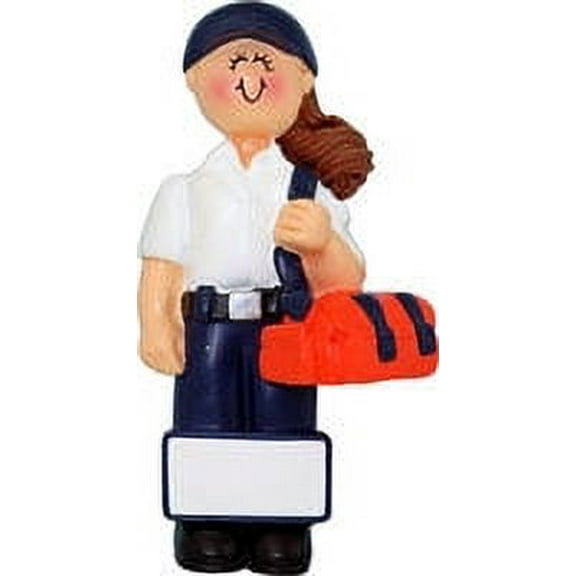EMT Female, Brown Personalized Christmas Ornament  DO-IT- YOURSELF
